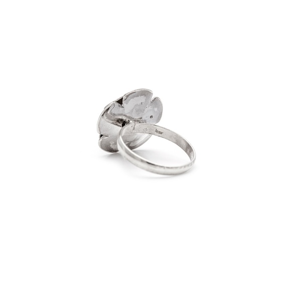 Large Silver 3D Dimensional Rose Flower Ring - Picture 5 of 6